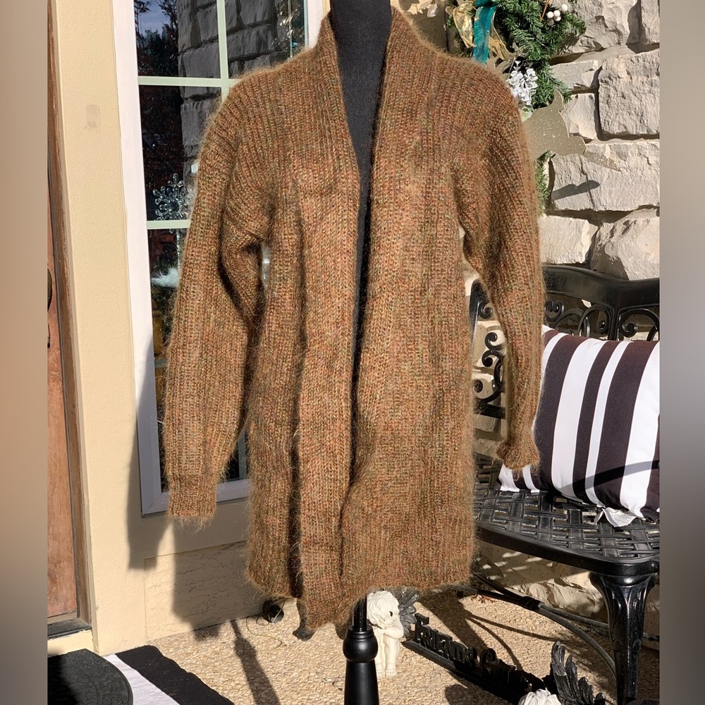 Vintage Multicolor Mohair Wool Blend Open Cardigan‎